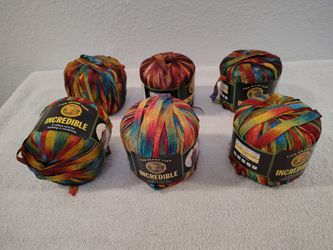 Lion Brand Yarn Incredible, 5 Copper Penny, 1 Autumn Leaves, 6 skein ball