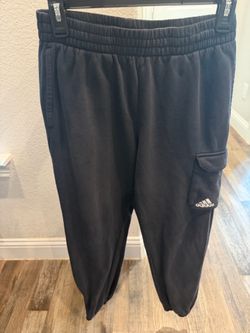 adidas Black Adult Cargo Sweatpants with Logo Large