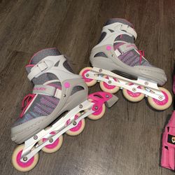 Roller Skates, Knee Pads, Elbow Pads, and Wrist Guards