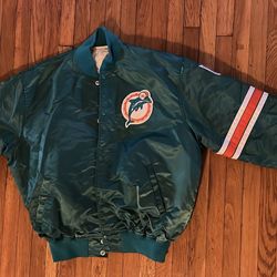 Vintage 1990's Starter Pro Line Miami Dolphins Satin Bomber Men’s XL Jacket