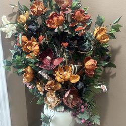 Artificial Arrangement Flowers + Porcelain Vase (PICK UP FONTANA)