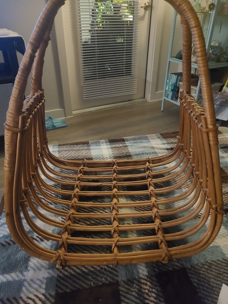 Vintage 1960's Rattan Bamboo Magazine Holder