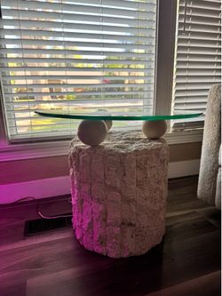 vintage tessellated stone side tables (2)