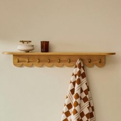 OPEN BOX!  Article Shelly 38" Brass & Oak Shelf/Coat Rack