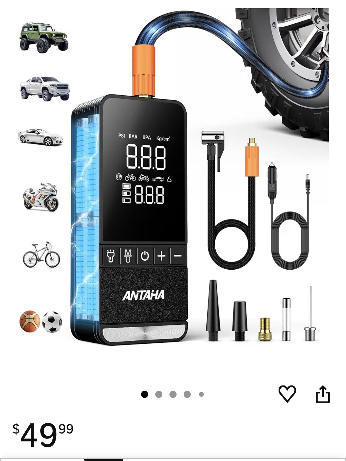 π In π¦ Tire Inflator Portable Air Compressor,150PSI Smart Air Pump for Car Tires with Digital Pressure Gauge for Cars,Motorcycles,Bikes,Balls