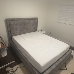 Morgan Leather Queen Headboard And Bed Frame 