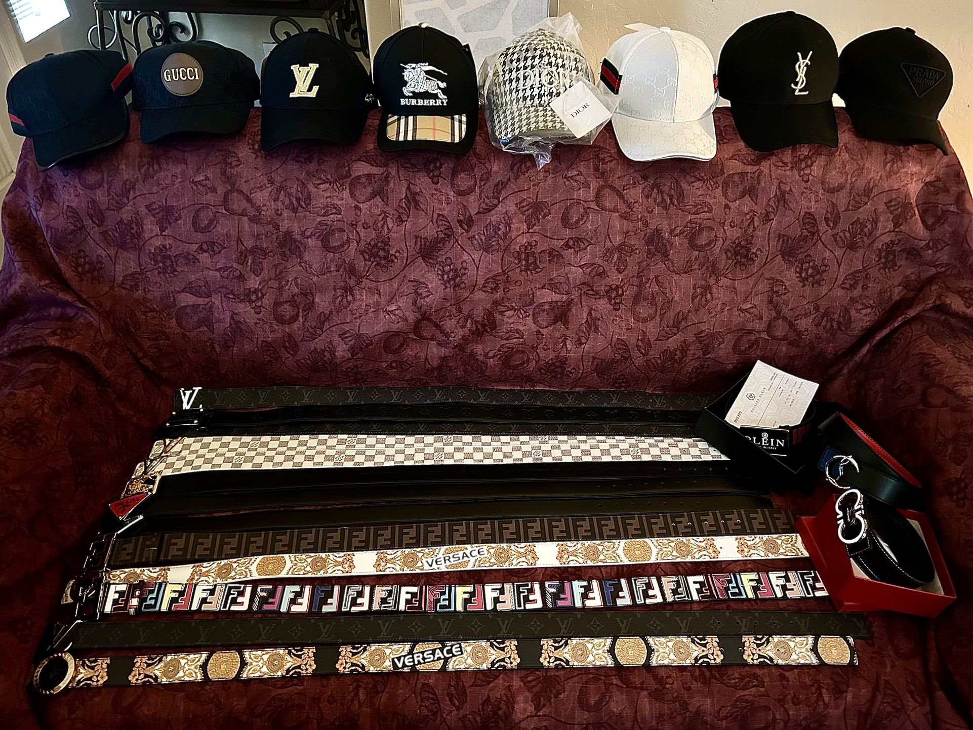 Designer Belts & Hats (LV, Prada, Gucci, Fendi,. Etc)