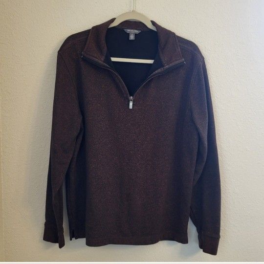 Van Heusen Men's Flex Long Sleeve 1/4 Zip  Ottoman Solid Shirt Purple Size Med