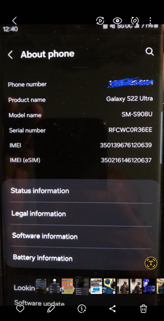 Samsung S22Ultra  Unlocked 512gb