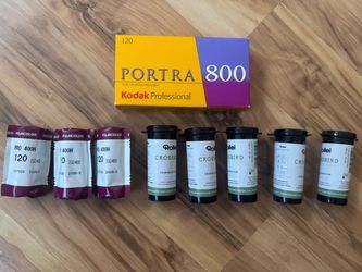 13 rolls of 120 color negative film. Kodak Portra 800, Fuji Pro 400H, and Rollei Crossbird