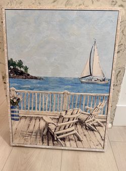 Framed Coastal Sailboat Canvas Wall Art