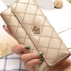 Light Weight Gold Crown Wallet Tan