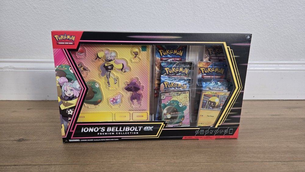 For Sale:
Brand New in Box Pokemon Trading Card Game TCG Iono’s Bellibolt EX Premium Collection