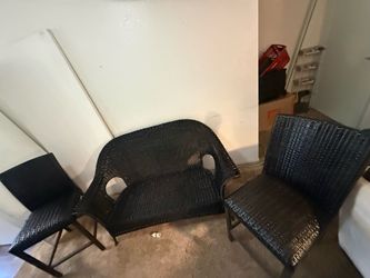 Wicker bench patio set / furniture