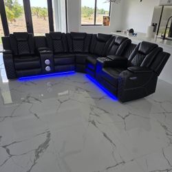 Seccional Reclinable Led Electrico 