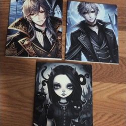 Set of 3 Anime Inspired Gothic Lined 7.5" x 9.25" Notebook / Journal