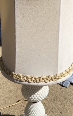 Milk glass lamp with shade- In Great Working Condition