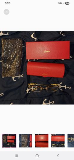 Cartier Gold Eyeglasses with Red Case 