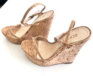 New! SCHUTZ Natural Beige Wedge Sandals 