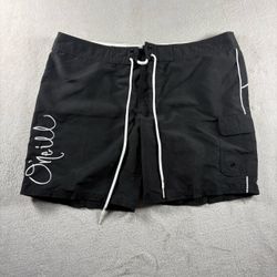 Y2K O’Neill Women’s 5 Black Board Shorts Swim Bottoms Black Embroidered Logo #2A