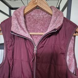 Free Country Reversible Puffer Vest - Maroon/Pink Fleece - Women's - $30