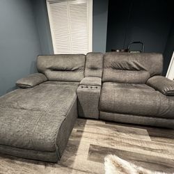 Power Reclining Sofa With Chaise and Console 