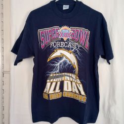 Vintage 1995 San Diego Chargers Super Bowl XXIX Size L Large T-shirt STRETCHED COLLAR