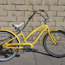 Nivre beach cruiser ladies 26” Paul Frank Julius Beach Cruiser Bike yellow Monkey tiki theme bicycle