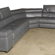 Free Delivery -  Natuzzi Gray Leather Sectional Sofa