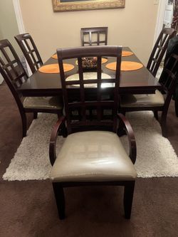 EXTENDABLE SOLID DARK CHOCOLATE WOOD (6) SEATER DINNER TABLE  