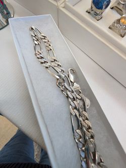 Sterling Silver Chain 21 In. 66.5 G Two Different Patterns
