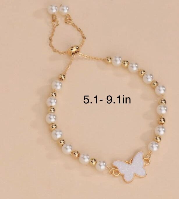 $5New Butterfly Faux Peal Anklet 