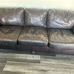 Two Brown All Leather Couches 