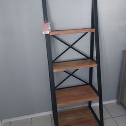 New Solid Wood And Metal Ladder Shelf 69"H x 25" W x 9 1/2"D