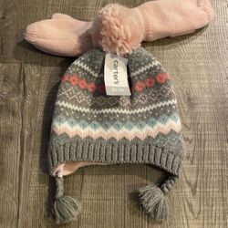 Little Girls Winter Mittens And Beanie Set