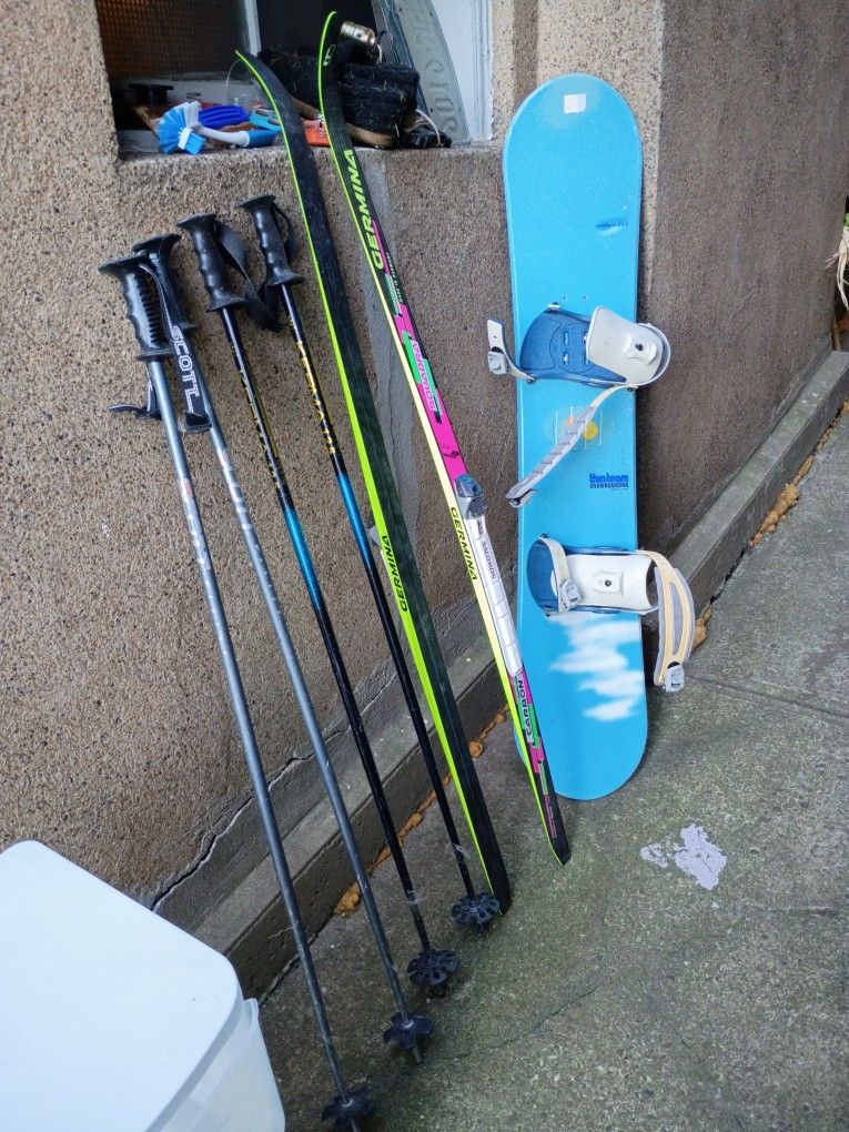 Winter Sports. Snowboard Or Ski Poles Or Children's Cross Country Skis