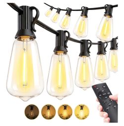 String Led Patio Lights, 65Ft 20M Outside Waterproof Light with Remote Dimmable ST38 Shatterproof Bulb Connectable Hanging Outdoor Electric Lighting f