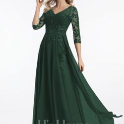 A-line V-Neck Floor-Length Lace Chiffon Mother of the Bride Dress With Sequins #290361