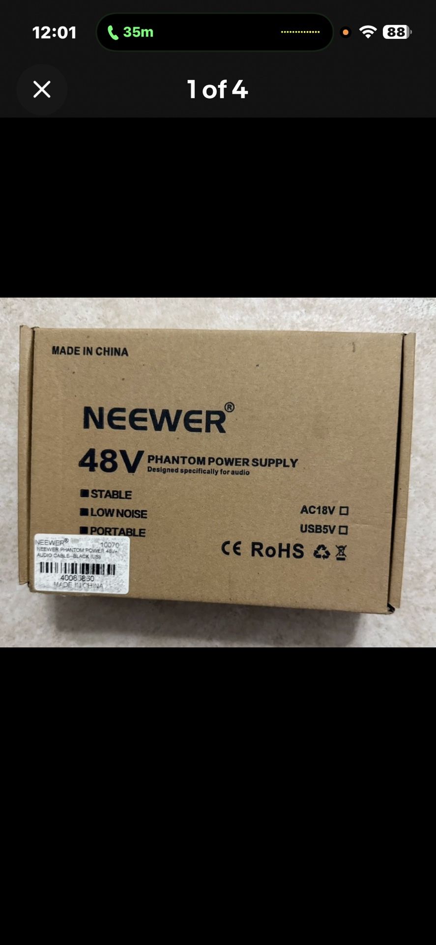 New Neewer NW-100 1-Channel 48V Phantom Power Supply XLR - Power Supply