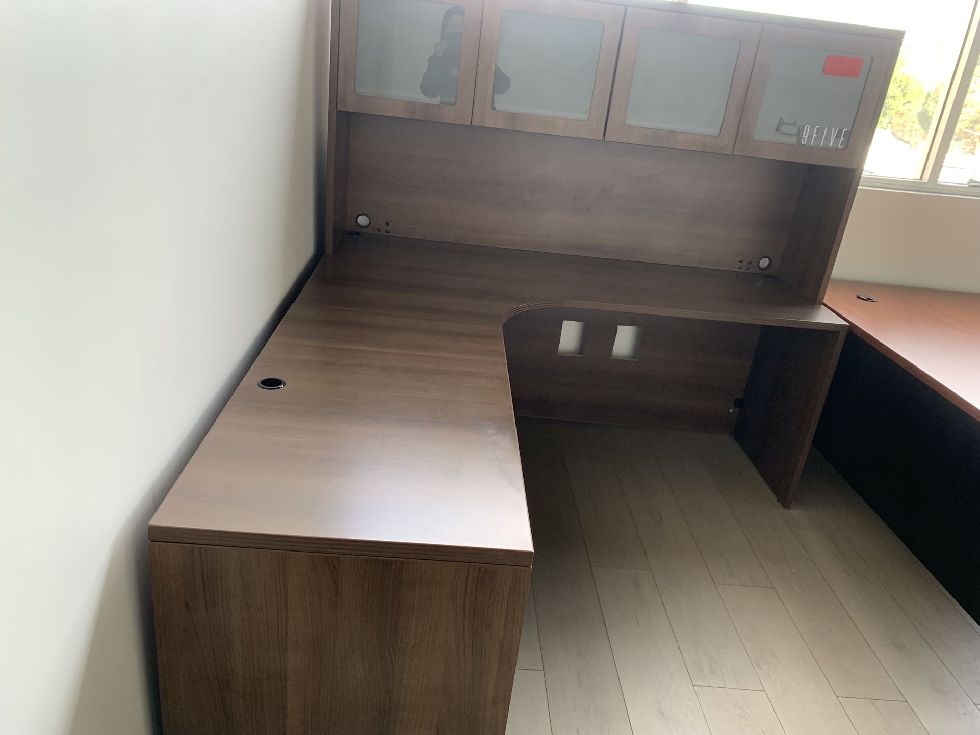 Desk L Shape With Hutch Walnut 72”x66”