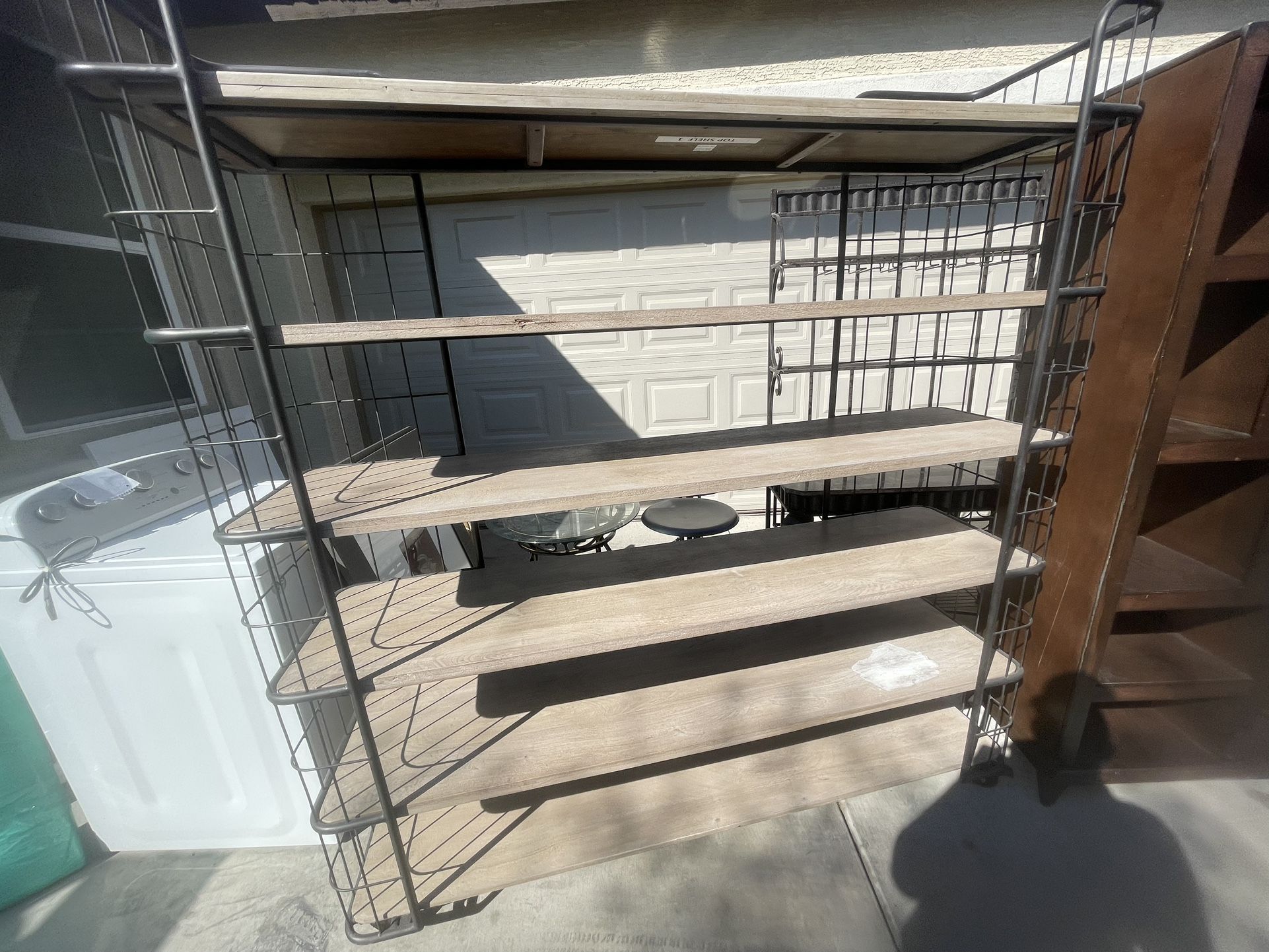Wood And Metal Shelving Unit