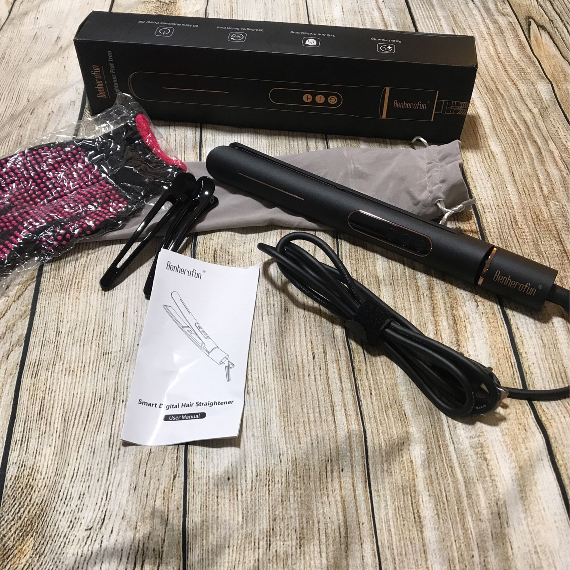 Ceramic Hair Straightener - Professional Flat Iron 13 Adjustable Temp 230°F-450°F, Negative Ion for Smooth & Shiny Hair, Dual Voltage 100V-240V Travel