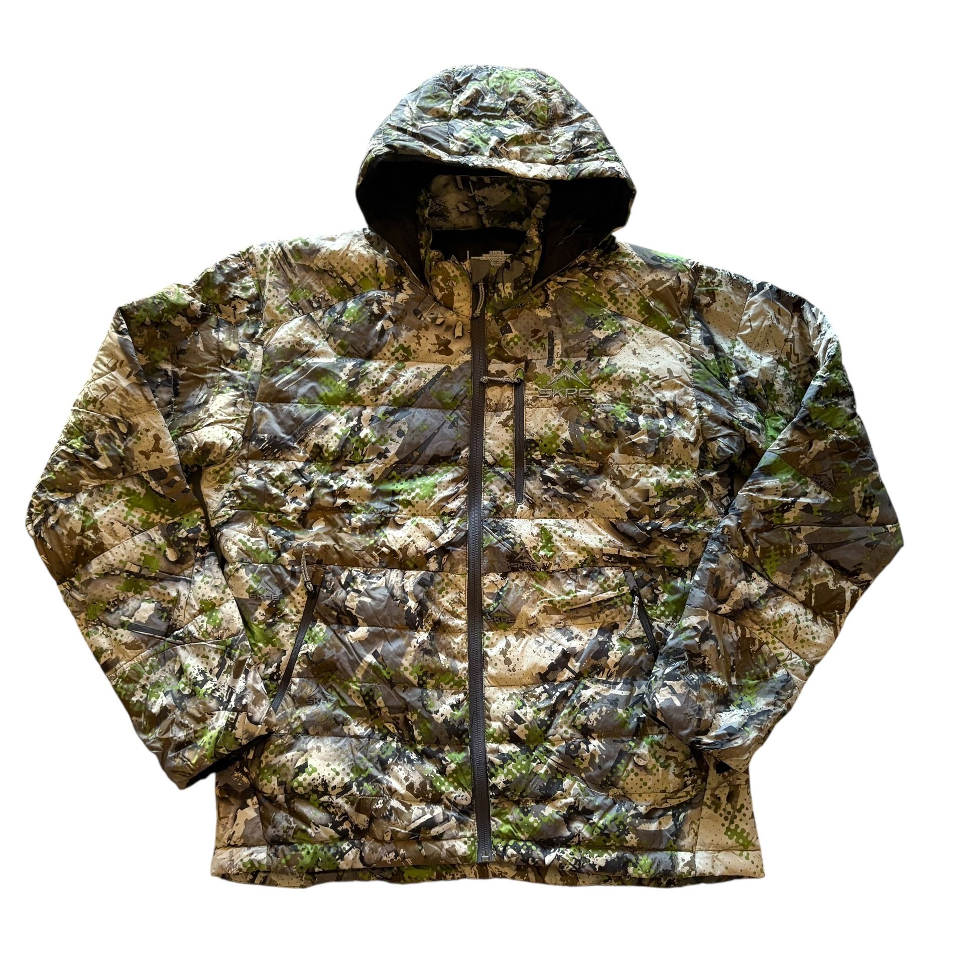 SKRE Camo Hunting Outdoor Down Jacket Winter Pockets Zip Lightweight Men’s M
