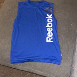 dark blue reebok no sleeve shirt 