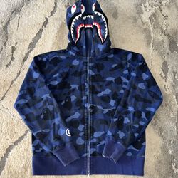 Bape Navy Camo Shark Double Hoodie 🌊