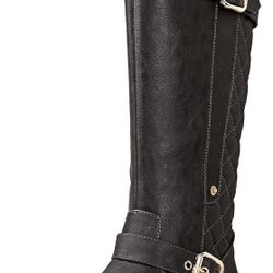 🔥Women's Quilted Knee High Boots, Low Heel Comfortable Fashion Riding Boots, Grey, Size 7.5