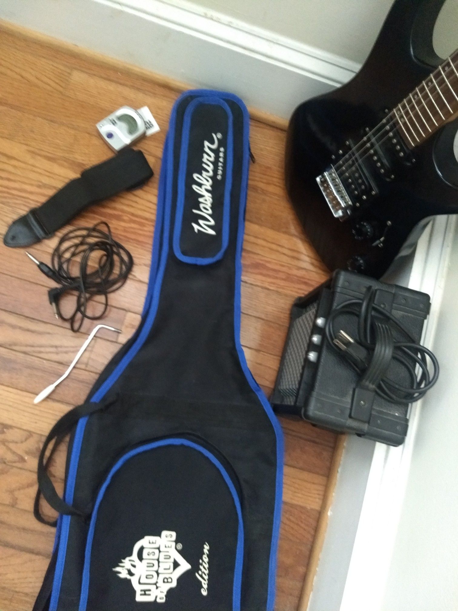 Washburn House of Blues Electric Guitar, amp, and tools