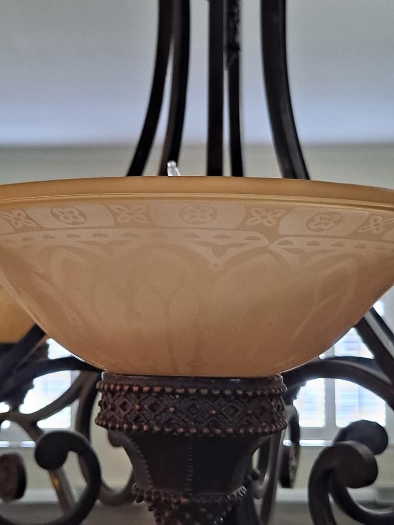 ITALIAN ETCHED GLASS CHANDELIER