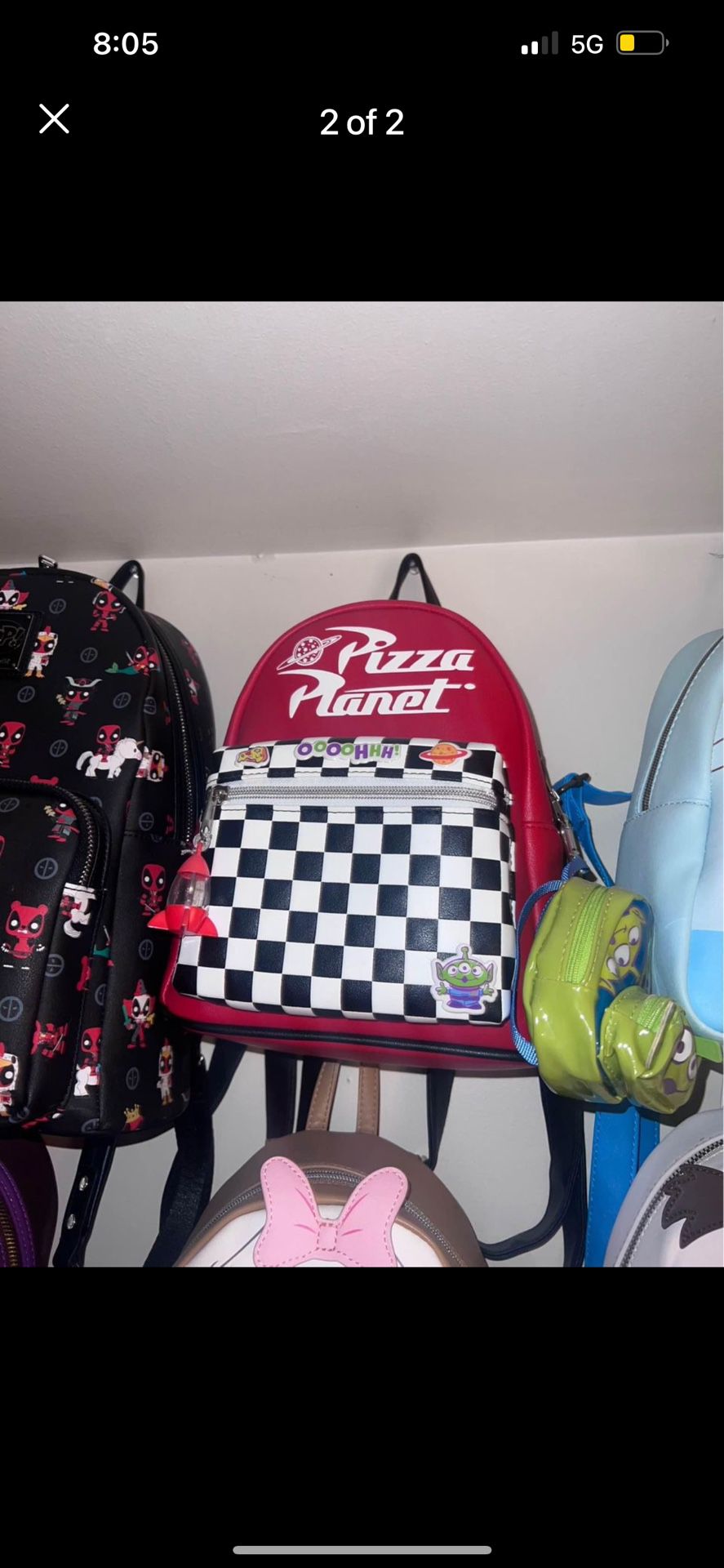Pizza Planet Loungefly + Mini Alien Keychain Backpack 