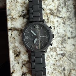 Fossil Nate Chronograph Black Stainless Steel Watch, JR1401